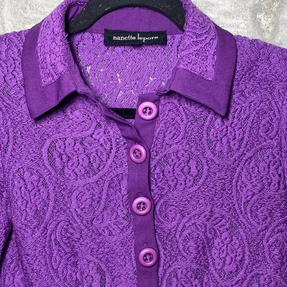 MSRP $448 Nanette Lepore Summer Flame Lace Peplum Jacket Women's Size 4 - Picture 5 of 10